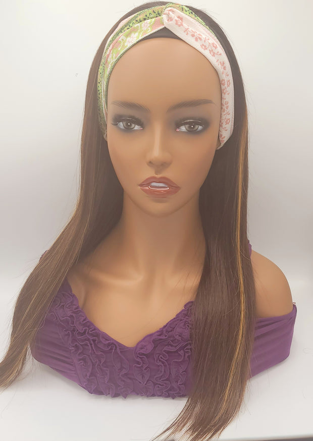 Headband Wigs with blonde highlights 