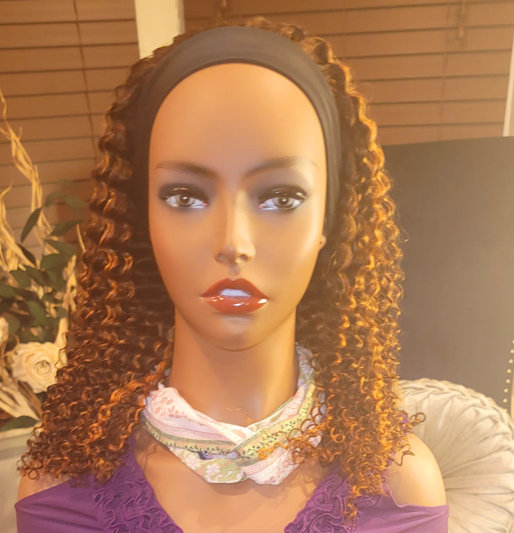 Headband Wig with highlights for black women