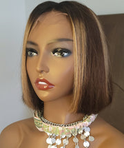 LATOYA | Ombre Color Blunt Straight Bob | Human Lace Front Wig